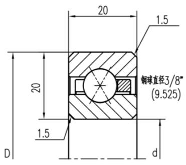 公制四點接觸球薄壁軸承（X型）參數(shù)圖